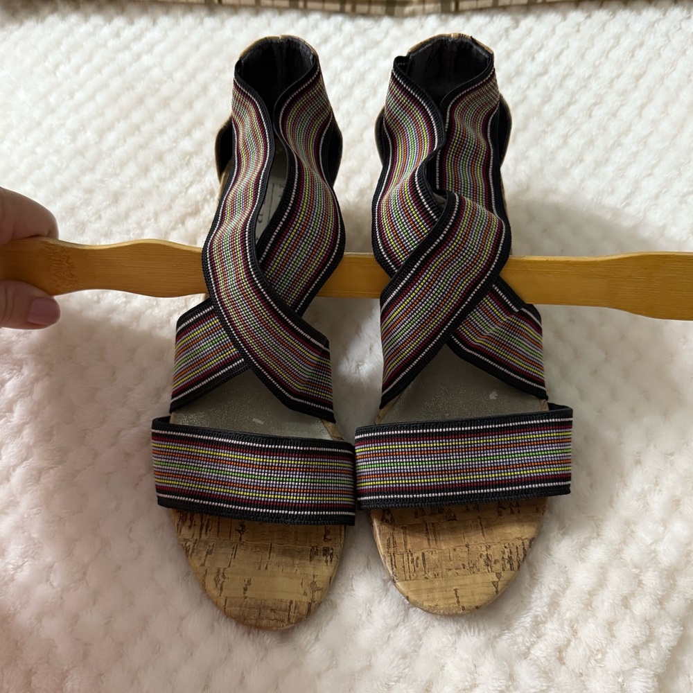 New York Transit Striped Multicolor Women's Wedges Size 6.5 S0180